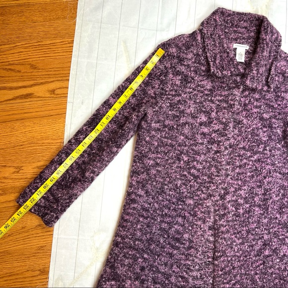 Laura Ashley Womens Sweater Size XL Purple Boucle Knit Long One Button Cardigan - Picture 13 of 16